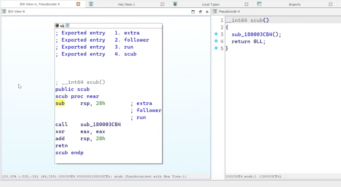 decompiler + disassembly