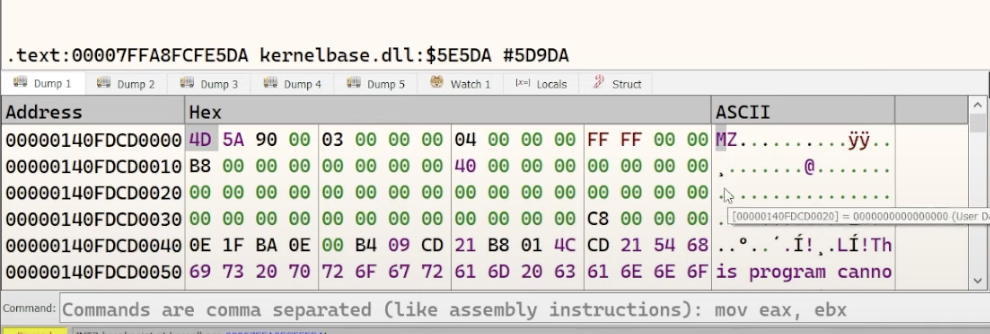 unpacked payload inside allocated memory